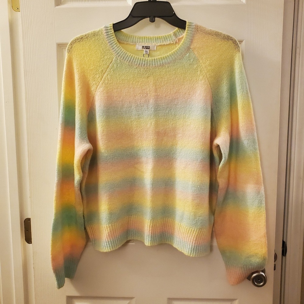 BB Dakota by Steve Madden Ombre Sweater Yellow Rainbow Unicorn Women's XXL‎